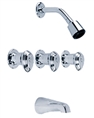 Gerber 58-500-81 Hardwater Three Handle Threaded Escutcheon Tub & Shower Fitting with IPS/Sweat Connections & Slip Spout 1.75gpm Chrome