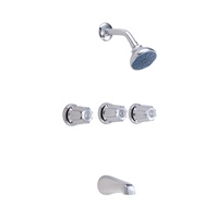 Gerber 07-48-030-83 Classics Three Metal Fluted Handle Sliding Sleeve Escutcheon Tub & Shower Fitting with IPS/Sweat Connections & Threaded Spout 1.75gpm Chrome