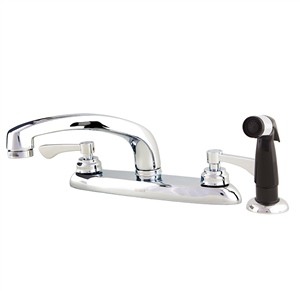 Gerber C4-447-19 Commercial 2H Kitchen Faucet w/ Spray & Wrist Blade Handle 1.75gpm Aeration/2.2gpm Spray Chrome