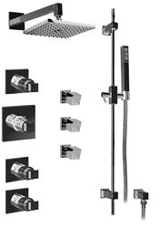 Graff - GC1.2-C8S-BN-T - Manhattan Contemporary Thermostatic Set with Handshower and Body Sprays- Trim Only