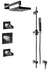 Graff - GC2.0-C8S-BN-T - Manhattan Contemporary Square Thermostatic Set with Handshower- Trim Only