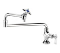 Krowne 16-161L - Royal Series Deck Mount Pot Filler Faucet, 12-inchJointed Spout with Shut-Off Valve, Cross Handle, Ceramic Cartridge Valves, Wall Mounting Kit Included, Low Lead Compliant