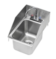 Krowne HS-1220 - Drop-In Hand Sink w/ Stainless Steel Side Splashes, 1 Compartment, 12-1/4-inch x 18-inch OA, 10-3/8-inch x 14-inch x 9-inch Deep Bowl, w/Deck Mounted 6-inch Gooseneck Faucet, 1-1/2-inch Drain, Stainless Steel Construction (10-inch x 14-in