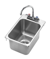 Krowne HS-1419 - Drop-In Hand Sink, 1 Compartment, 12-1/4-inch x 18-inch OA, 10-3/8-inch x 14-inch x 9-inch Deep Bowl, w/Deck Mounted 6-inch Gooseneck Faucet, 1-1/2-inch Drain, Stainless Steel Construction (10-inch x 14-inch Cutout)