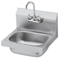 Krowne Hand Sink, Low Lead Compliant, 16-inch x 15-inch OA, Wall Mount w/Bracket, 10-inch Wide x 14-inch x 6-inch Deep Compartment, Splash Mount Gooseneck Faucet, 1-1/2-inch Drain, Stainless Steel Construction, Wall Mount Hand Sink