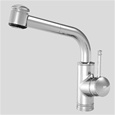 KWC 10.031.003.127 DECO Pull Out Spray Kitchen Faucet with 9-inch Spout- Splendure Stainless Steel, Side Lever Handle