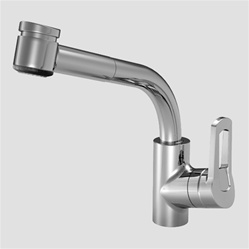 KWC DIVO-ARCO® Pull Out Spray Kitchen Faucet with 7" Spout Chrome Plated, and Side Lever Handle