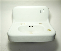 Vintage Cast Iron Wall Hung Sink with holes drilled for single basin style faucets.