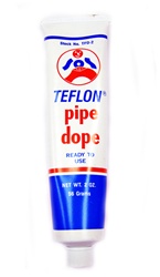 SOS Products Teflon Pipe Dope 2 oz. Tube for heavy duty sealing, comes in a 4 FL. OZ. container with brush for easy application to pipe threads. Safe, non-toxic mixture can be used with food service systems.