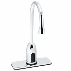 Speakman S-9210 - AC powered/plug-in slim gooseneck faucet. Solenoid with built-in filter. Electronics housed above counter. All brass body and spout. 120-second time out feature prevents floods. Meets ASME A112.18.1/CSA B125.1