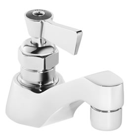 Speakman SC-4389 - Polished chrome plated single basin faucet. Brass body with integral spout. Lever handle with hot and cold indexes,