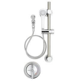 Speakman SM-3080-ADA - SM-3000 anti-scald valve. Adjustable temperature limit stop. All brass body with bonnet. VS-1001-ADA handheld shower system. S-2500 arm and flange. Meets ASSE 1016 and ASME A112.18.1/CSA B125.1
