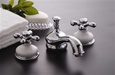 Strom Plumbing - P0188XC Sacramento Polished Chrome Plated Widespread Lavatory Faucet with Metal Cross Handles, Escutcheon Covers and Pop-Up Drain