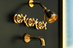 Strom Plumbing P0381S - Thames Polished Brass Three Handle Tub and Shower Faucet