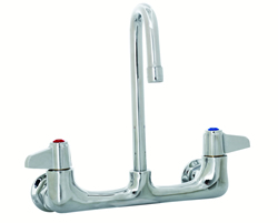 T&S Brass - Faucet, Wal Mount, 8-inch Centers, 3-inch Rigid Gooseneck