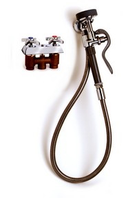 T&S Brass - B-0105 - Spray Valve and Wall Hook Outlet with Stainless Steel Hose and Concealed Mixing Valve