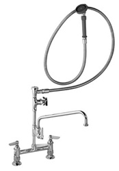 T&S Brass - B-0177 - Spray Assembly, Deck Mount Base, 8-inch Centers, 12-inch Add-On Faucet - Angled Spray Valve, VB