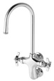 T&S Brass - B-0315 - Vertical Double Pantry Faucet, Wall Mount, Rigid Gooseneck, Four-Arm Handles