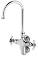 T&S Brass - B-0316 - Vertical Double Pantry Faucet, Wall Mount, Swivel Gooseneck with Stream Regulator