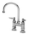 T&S Brass - B-0325 - Double Pantry Faucet, Deck Mount, 4-inch Centers, Swivel Gooseneck