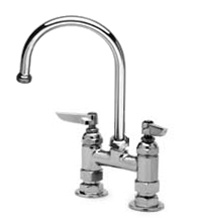 T&S Brass - B-0325 - Double Pantry Faucet, Deck Mount, 4-inch Centers, Swivel Gooseneck