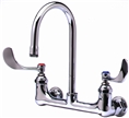 T&S Brass - B-0330-04 - Double Pantry Faucet, Wall Mount, 8-inch Centers, Rigid Gooseneck, 4-inch Wrist Action Handles