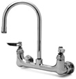 T&S Brass - B-0330 - Double Pantry Faucet, Wall Mount, 8-inch Centers, Rigid Gooseneck, Lever Handles