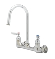 T&S Brass - B-0330-M - Double Pantry Faucet, Wall Mount, 8-inch Centers, Rigid Gooseneck, Lever Handles (Qty. 6)
