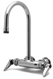T&S Brass - B-0345 - Double Pantry Faucet, Wall Mount, 3 3/8-inch Centers, Rigid Gooseneck, Lever Handles