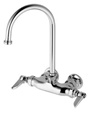 T&S Brass - B-0346 - Double Pantry Faucet, Wall Mount, 3 3/8-inch Centers, Swivel Gooseneck, Lever Handles