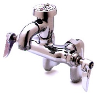 T&S Brass - B-0669-POL - Service Sink Faucet, Wall Mount, Adjustable Center, Vac. Breaker, Integral Stop, Polished