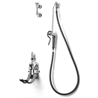 T&S Brass - B-0676 - Bedpan Washer, Pedal Valve, Vacuum Breaker, Extended Spray Outlet, 5' PVC Hose