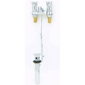 T&S Brass - B-0833 - Metering Faucet, Deck Mount, 4-inch Centers, Rigid Gooseneck, Push Button Handles, Pop-Up