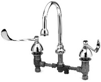 T&S Brass - B-0866-PV - Medical Faucet, Conceal Body, Wrist Handle, Pedal Valve Inlet, Swivel Gooseneck, Rosespray