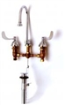 T&S Brass - B-0868-04 - Medical Faucet, Concealed Body, 4-inch Wrist Handles, Rigid Gooseneck, Rosespray, Pop-Up