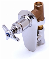 T&S Brass - B-1025-ST - Concealed Straight Valve, 1/2-inch NPT Female Inlet and Outlet, Loose Key Stop, 4-Arm Handle