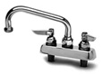 T&S Brass - B-1112 - Workboard Faucet, Deck Mount, 4-inch Centers, 10-inch Swing Nozzle, Lever Handles