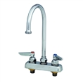 T&S Brass - B-1141 - Workboard Faucet, Deck Mount, 4-inch Centers, Swivel Gooseneck, Lever Handles