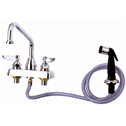 T&S Brass - B-1171 - Workboard Faucet, Deck Mount, 4-inch Centers, 8-inch Swing Nozzle, Diverter, Hose, Side Spray