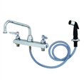 T&S Brass - B-1172 - Workboard Faucet, Deck Mount, 8-inch Centers, 8-inch Swing Nozzle, Diverter, Hose, Side Spray