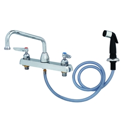 T&S Brass - B-1172 - Workboard Faucet, Deck Mount, 8-inch Centers, 8-inch Swing Nozzle, Diverter, Hose, Side Spray