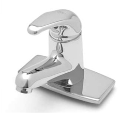 T&S Brass B-2703 Single Lever Faucet with Ceramic Cartridge, Short Spout, Rigid Base and Flexible Supply Lines