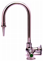 T&S Brass - BL-5710-01 - Lab Faucet, Single Temperature, Wall Mount, Rigid Gooseneck, Serrated Tip, 4-Arm Handle