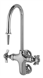 T&S Brass - BL-5735-01 - Lab Vertical Mixing Faucet, Wall Mount, Rigid Gooseneck, Serrated Tip, 4-Arm Handles