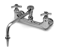 T&S Brass BL-5775-08 - Wall mounted laboratory sink faucet with serrated hose tip and vacuum breaker assembly.