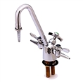 T&S Brass BL-6000-02 - Combination Gas and Water Laboratory Faucet Valve with 2 Gas Cocks and 6-inch Gooseneck with Serrated Tip