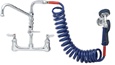 T&S Brass - PG-8WSAV-08 - 8-inch wall mounted Pet Grooming faucet with Coiled hose and aluminum spray valve, plus add-on faucet