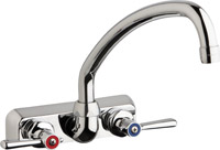 Chicago Faucets W4W-L9E35-369ABCP - 4" Wall Mount Washboard Sink Faucet